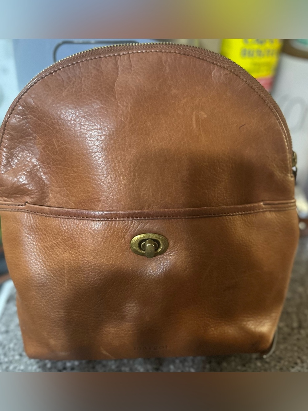 MARGOT CAMILLE GENUINE LEATHER SMALL BACKPACK PURSE WITH TURNLOCK